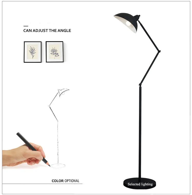 E27 Floor Reading Lamp Creative Modern Minimalist Stand Desk Light Metal Shade Standing Lamp for Bedroom