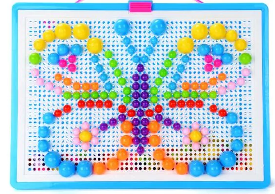 طفل لعب الإبداعية الملونة فسيفساء الفطر مسمار أقرع الأطفال تعلم لعبة إدراج الخرز لغز ألعاب تعليمية للأطفال YH703