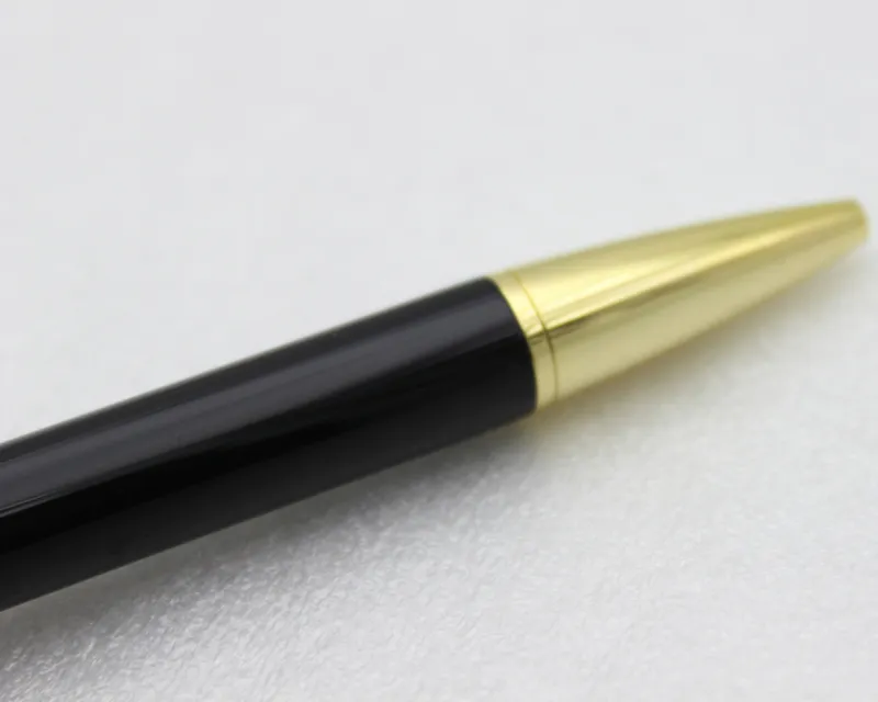 1 adet Yüksek kaliteli Benzersiz tasarım lüks kalem Eğik kafa metal siyah ve parlak stil tükenmez kalem