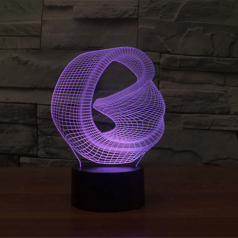 Espaço distorcido 3D Visão abstrata Amazing Optical Illusion 3D Efeito 7 Alteração de cor Touch Botton Led Table Lamp Lamp LIG2354