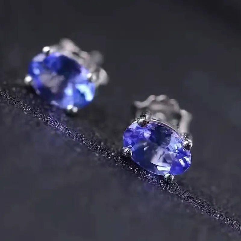 Dazzing tanzanite stud earrings 4 6mm natural tanzanite gemstone earrings solid 925 silver tanzanite earring small gemstone earrin333N