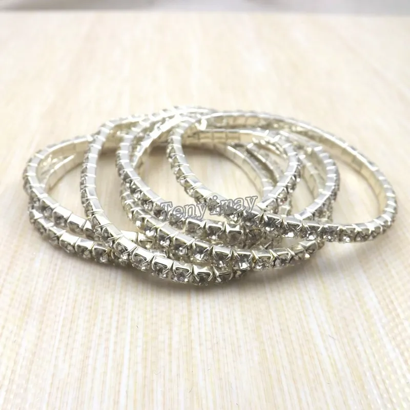 Forme las pulseras completamente-Jeweled transparentes las pulseras cristalinas de la sola fila / para la venta al por mayor del regalo