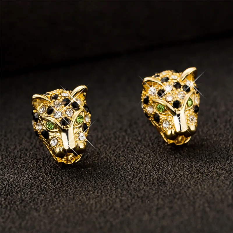 Nouvelle arrivée boucles d'oreilles tête de tigre plaqué or jaune 18 carats boucles d'oreilles animaux vintage pour femmes bijoux accessoires bijoux de mode249p