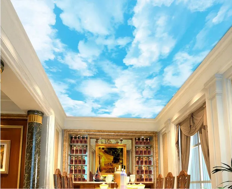 3d soffitto personalizzato 3d cielo blu e bianco cielo paesaggio arte wallpaper soffitti 3d carta da parati soggiorno carta da parati soffitto moderno
