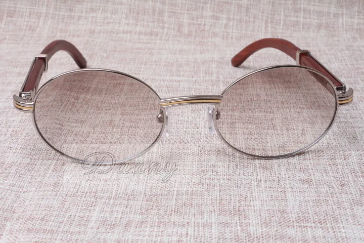 Yuvarlak güneş gözlükleri sığır boynuz gözlükleri 7550178 Ahşap Erkek ve Kadın Güneş Gözlükleri Glasess Gözlük Boyutu 55-22-135mm242l