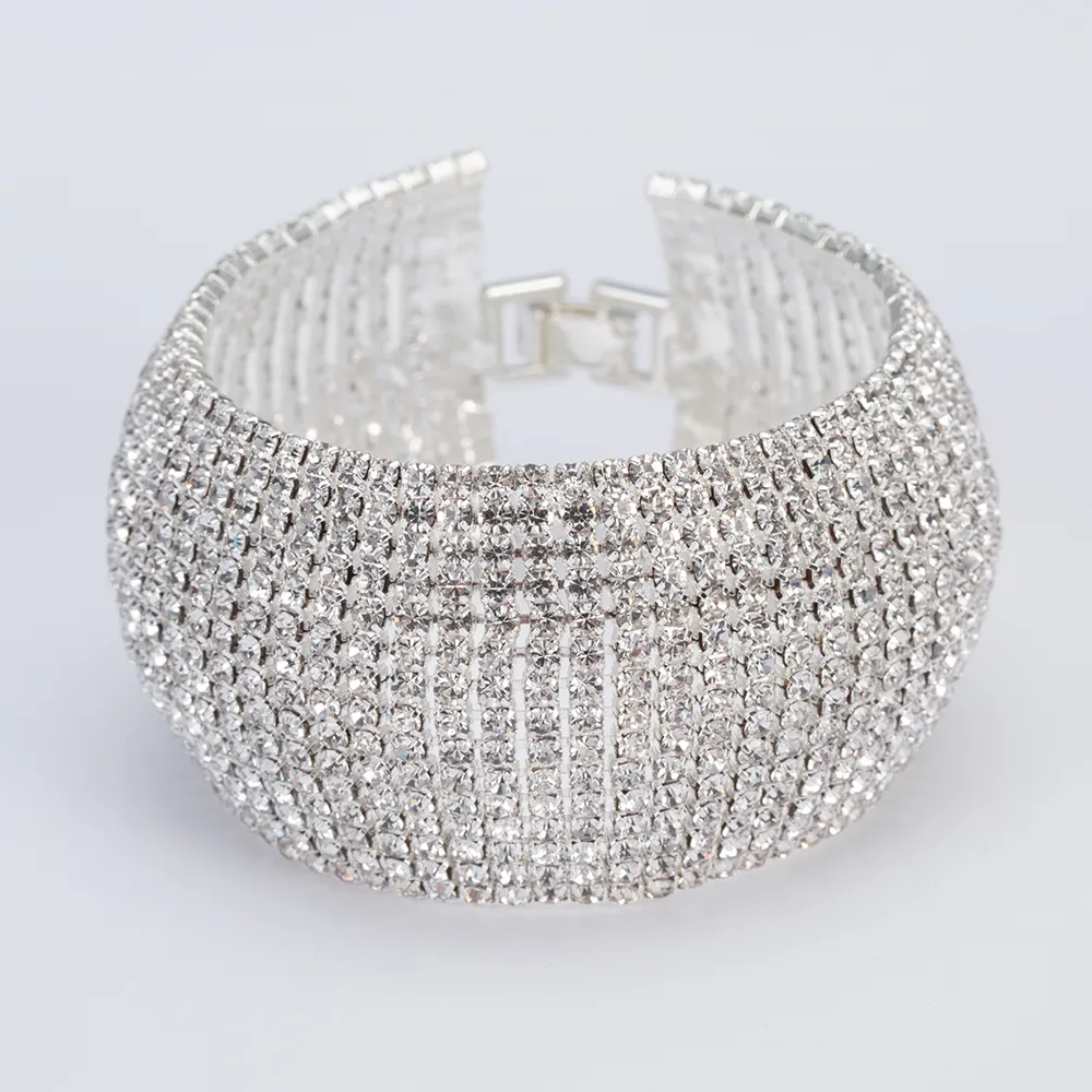 YFJEWE Fashion Full Rhinestone Jewelry for Women Luxury Classic Crystal Pave Link Bracelet Bangle Wedding Party Accessories B122311Y