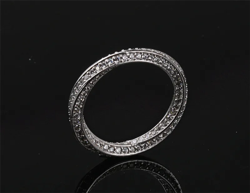 Prawdziwy pierścień wieczności luksus pełny kamień 5a cyrkon Birthstone 925 srebrny srebrny obrączka ślubna Zespół zaręczynowy rozmiar 5-10 prezent326e
