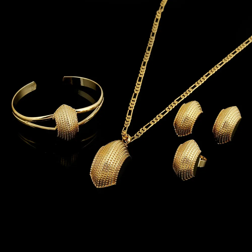 Sky Talent Bao New Etiopian Cross Jewelry Sets 24K Gold Gf Fashion African Traditional Set Boat semi-Circle255z