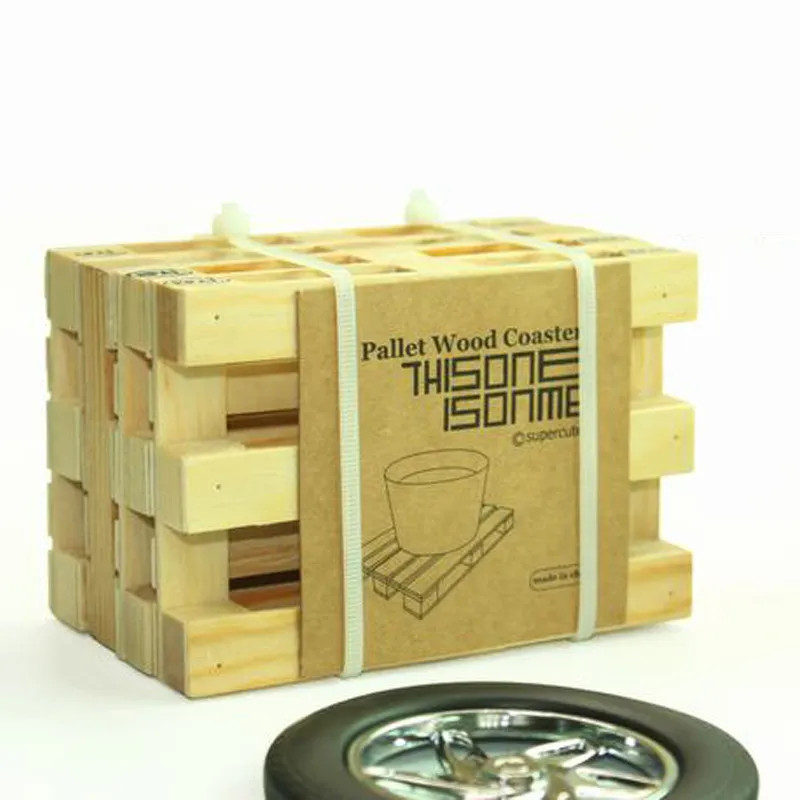 Juego de posavasos Whole-caja, taza, paleta protectora, tapete para taza, soporte Retro de madera, Mini posavasos de madera, 1244l