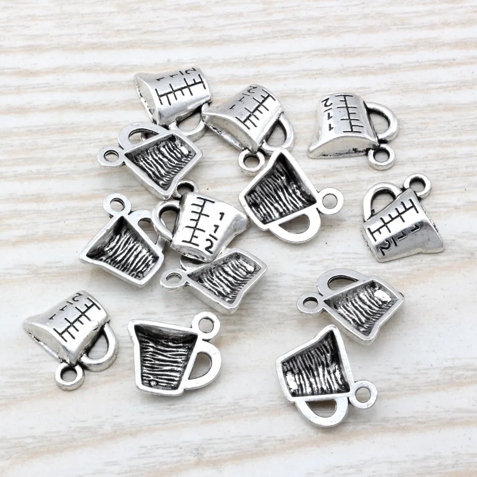 MIC 200st Ancient Silver Zink Eloy Meaturing Cup Charm Pendants 14x 13 5mm DIY Jewelry A-105221B