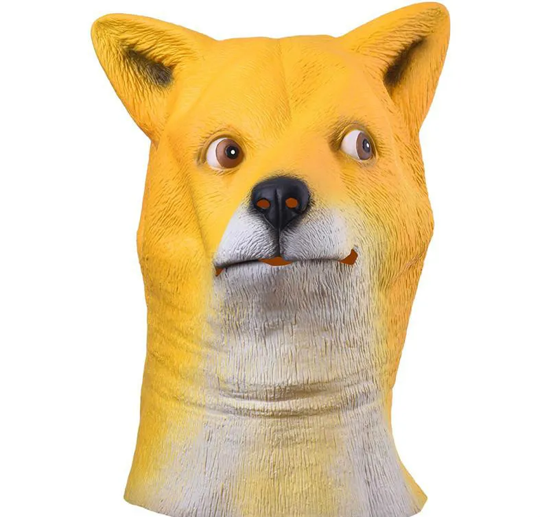 Máscara de perro Doge divertida Máscara de fiesta de Halloween de látex de dibujos animados Cabeza completa Animal Cospaly Mascarada Disfraces Máscara de carnaval Y2881