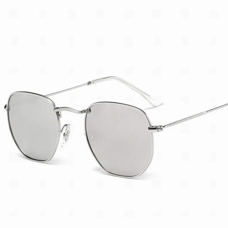 Mode Familie Zonnebril Vrouwen Mannen Vintage Designer Zeshoekige Zonnebril Gespiegelde UV400 Brillen voor Dames met cases294c
