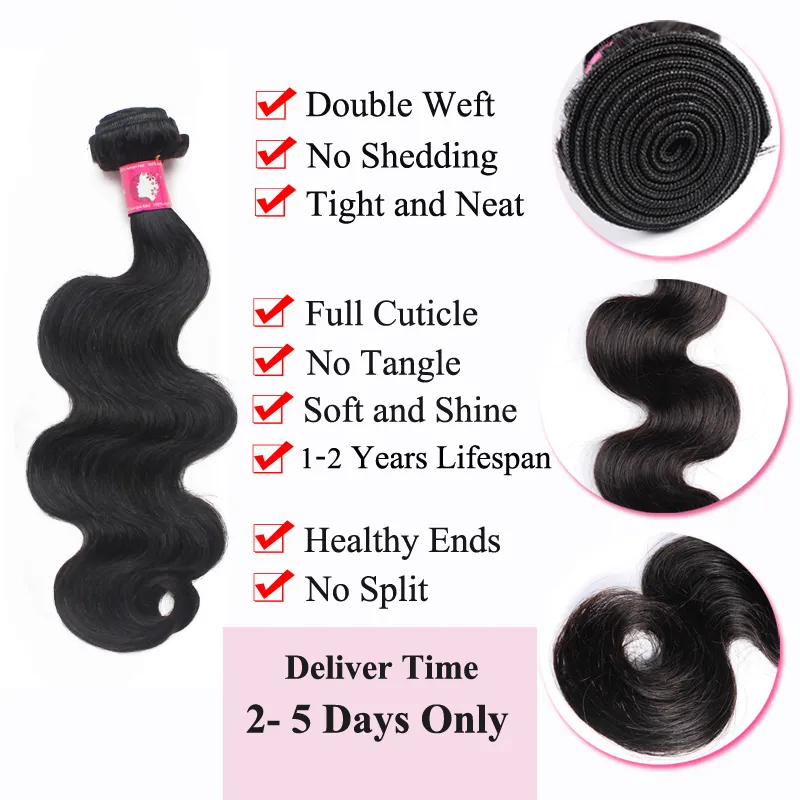 1 2bundlesVirgin Brazilian Human Hair Weaves Cheap Unprocessed Peruvian Body Wave Hair Weft Soft Forawme Hair #1B 8-30inch
