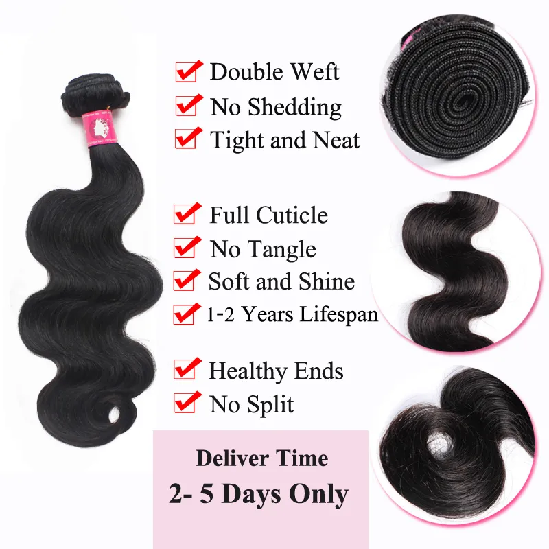 Factory Wholesale 10bundlesVirgin Brazilian Body Wave Weave 1B Natural Black Human Remy Hair Weft For Black Women Forawme