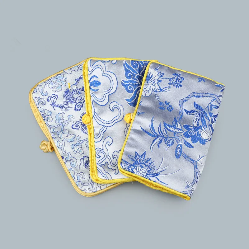 Роскошные цветочные портативные складные ювелирные изделия рулоны путешествия хранения сумка китайский стиль шелковый пакет 2 на молнии упаковки