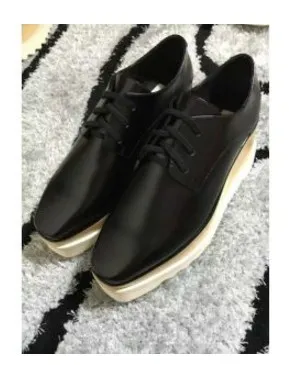 2017 new wholesale Elyse Stella Mccartney Scarpe platform women Shoes Black Genuine Leather with White Sole