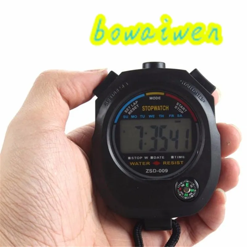 Ganz-Bowaiwen #0057 wasserdichte digitale LCD-Stoppuhr Chronographen Timer-Schalter Sportalarm1237r