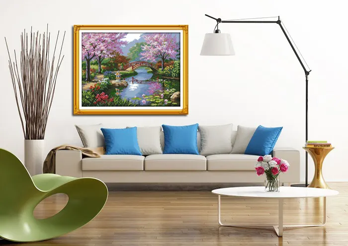 The beautiful scenery of Park , Europe style Cross Stitch Needlework Sets Embroidery kits paintings counted printed on canvas DMC 14CT /11CT