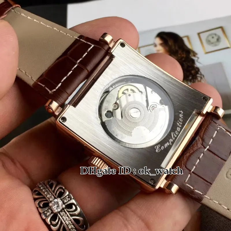 NUEVO Master Square Caja de oro rosa 6000 H SC DT V Reloj automático para hombre 40 mm Esfera blanca Correa de cuero marrón Relojes para caballeros 246v