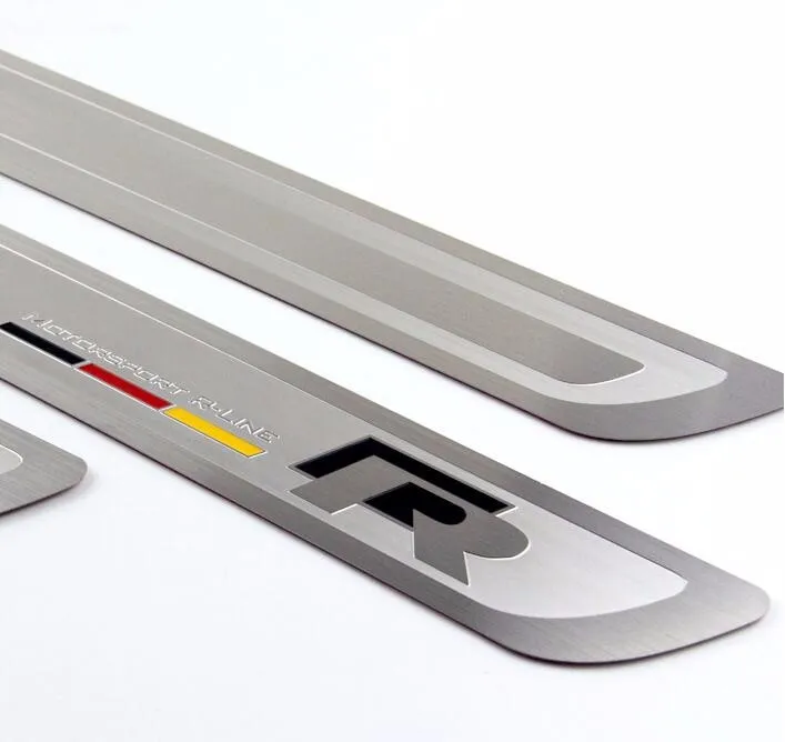 R Style thin stainless steel welcome pedal door sill strip for VW  Magotan Bora Sagitar CC Golf Car Accessories