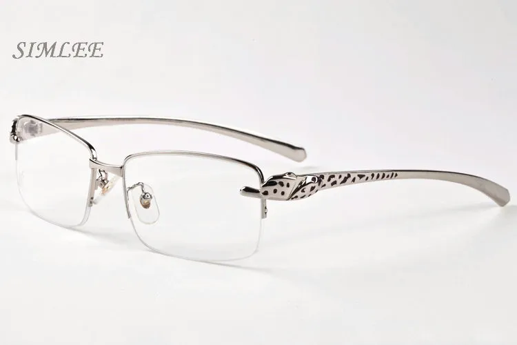 2018 Vintage Designer Solglasögon för män Kvinnor Rimless Buffalo Horn Glasses Gold Leopard Frames Billiga solglasögon Womens Eyeglasses337J