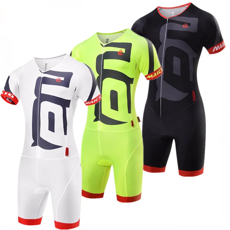 Fluo Jaune 2022 Été Cyclisme Maillot Ensemble Manches Courtes Vélo Combinaison Unisexe Triathlon Invisible Fermeture Éclair Collants Conjoint Cyclisme j333V