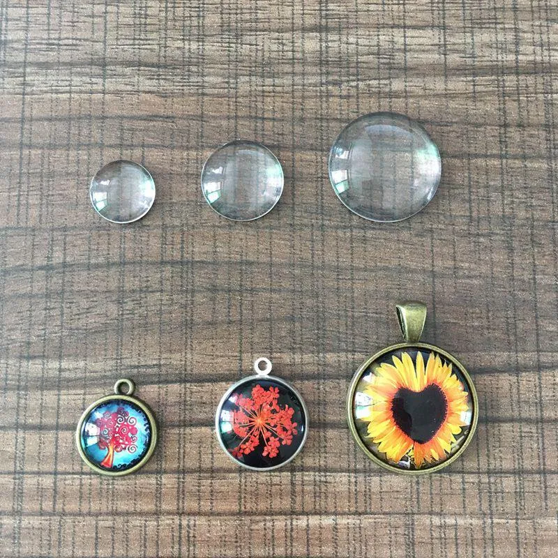 Composants de bijoux en verre, Cabochon rond transparent en forme de dôme, perles à dos plat, résultats de bricolage faits à la main 14mm 18mm 25mm257q