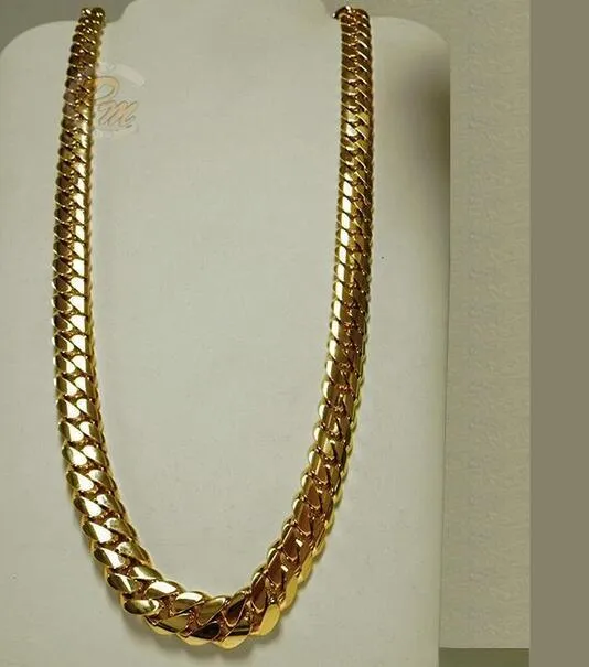 14K Gold Miami Men's Cuban Curb Link Chain Colar 24 291G