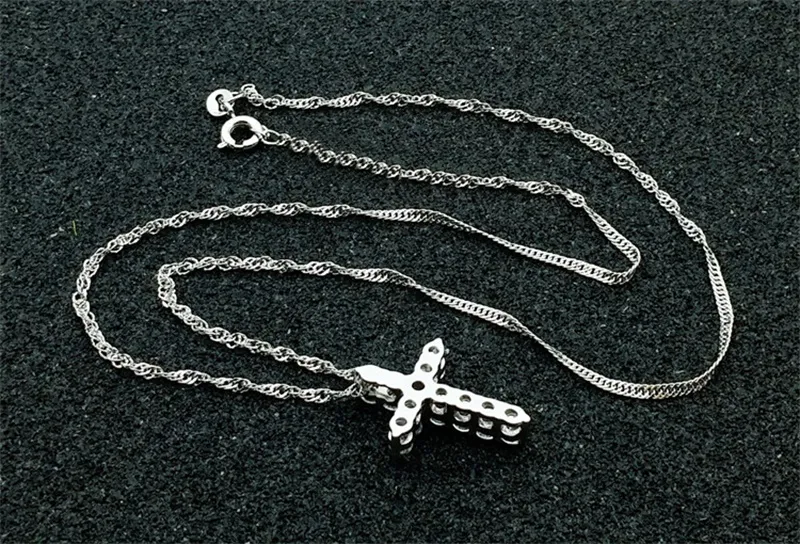 YHAMNI luxe Original 925 en argent Sterling croix pendentif collier princesse luxe diamant collier pendentif pour dames et femmes N1248g