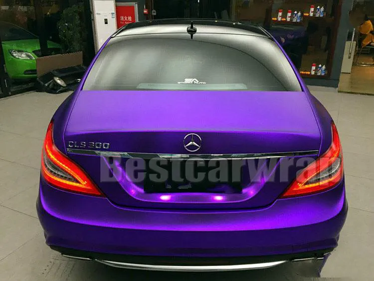 Purple Satin Chrome Vinyl Car Wrap Film with air bubble Free For Luxury Vehicle Graphics Covers foil decals 1.52x20m 5x67ft roll