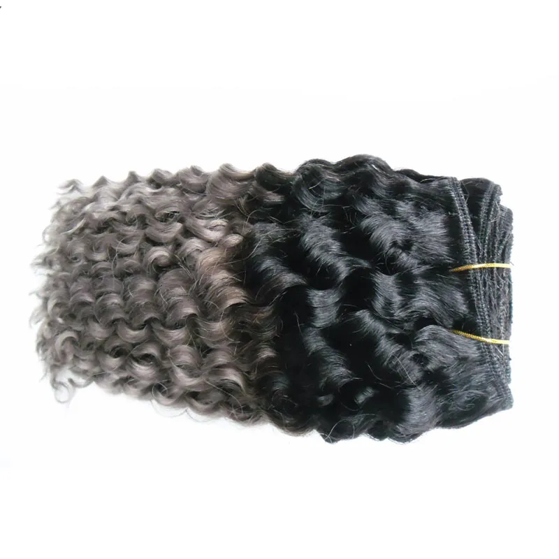 T1B/Gray two tone ombre brazilian hair deep wave 100g grey hair weave bundles brazilian hair weave bundles