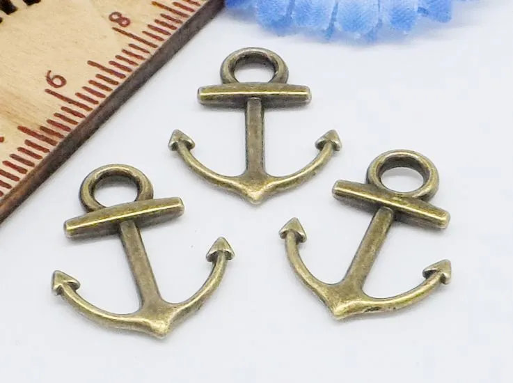 4 cores 300 pçs metal pequena âncora náutica encantos antigo prata bronze banhado a ouro para fazer jóias diy âncora pingente encantos 1323d