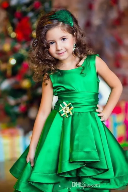 2019 So Cute Green High Low Girls Pageant Gowns Toddler Infant Lovely Children Birthday Dresses Kids Formal Wear flower girls dresses