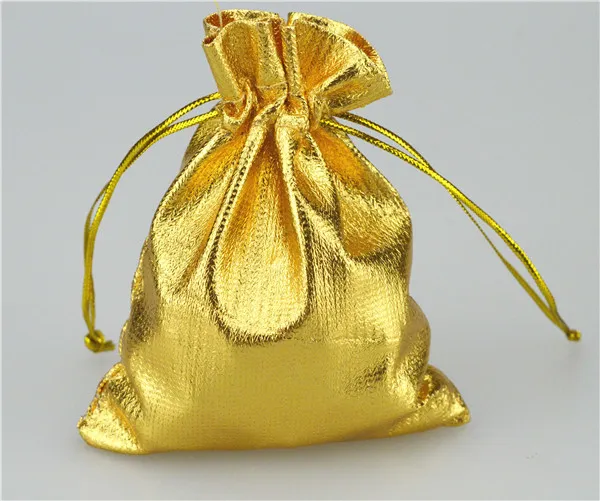 100 piezas de oro / plata, bolsas de tela, bolsa de joyería, papel de regalo, 9 x 12 cm 3.5 x 4.7 pulgadas, bolsas de regalo