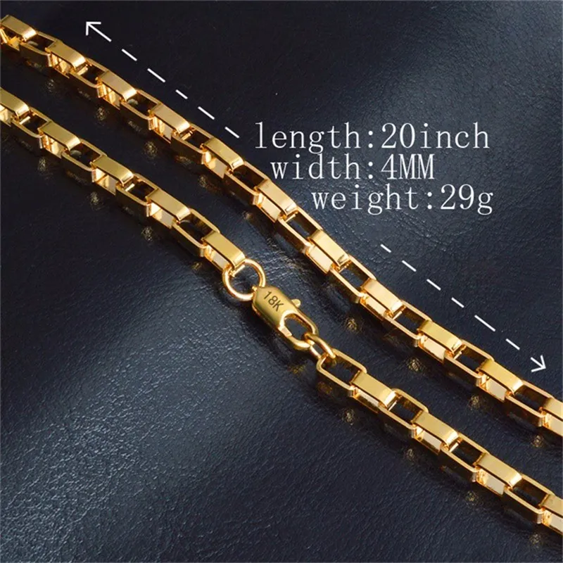 Yhamni Gold Color Necklace For Men Gold Color Necklace With Stamp Men smycken Hela nya trendiga 4 mm 50 cm kedjehalsband NX1852734