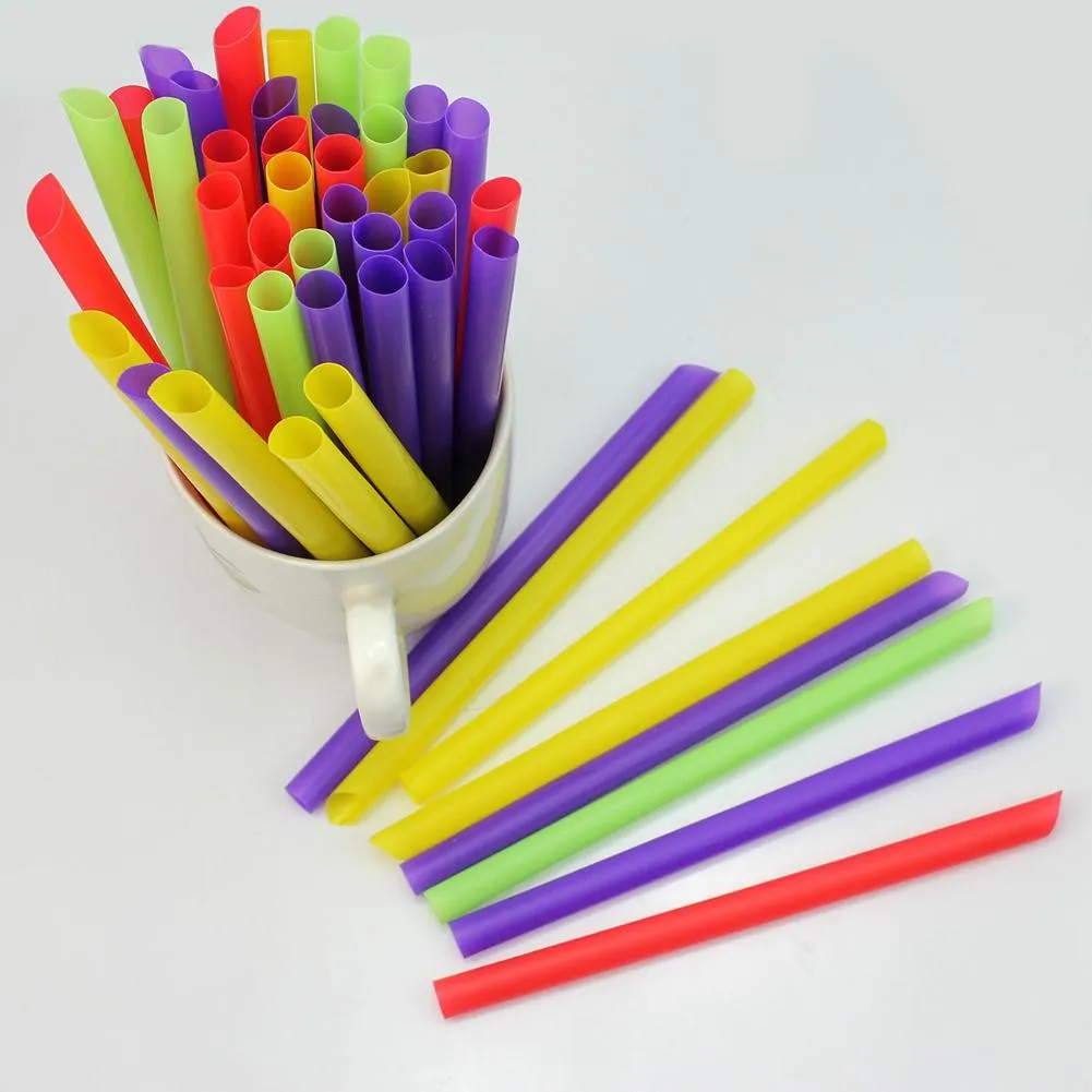 Whole-Multi-color Plastic Jumbo Large Drinking Straws For Cola Drink Smoothie Milk Juice Birthday Wedding Decor Party S264K