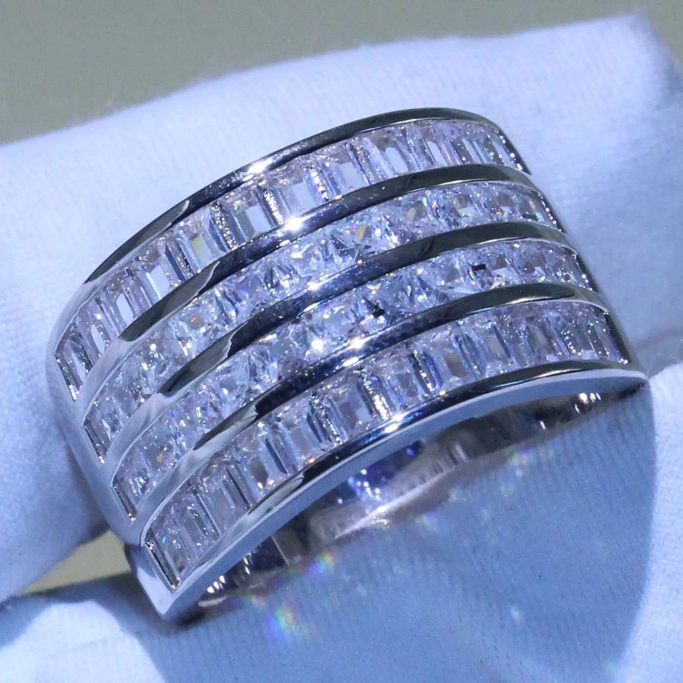 Victoria Wieck Haute Qualité Infinity Bijoux De Luxe En Argent Sterling 925 Princesse Coupe Topaze Blanche CZ Diamant Alliance Large Ring230e