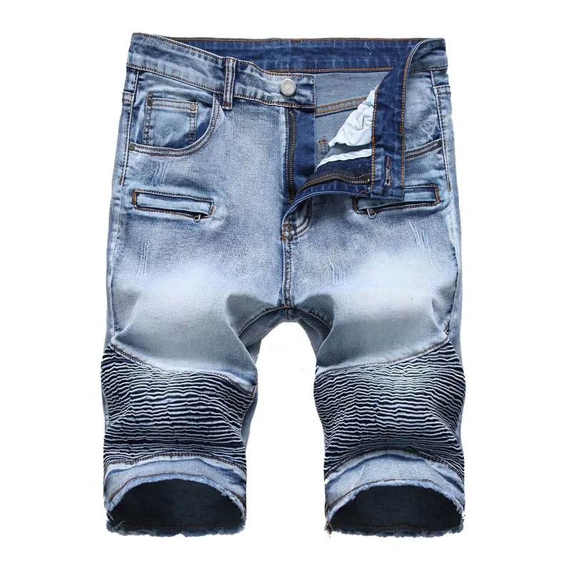 mens distressed ripped short jeans fashion design casual knee length skinny silm Fit shorts hip hop denim Streetwear