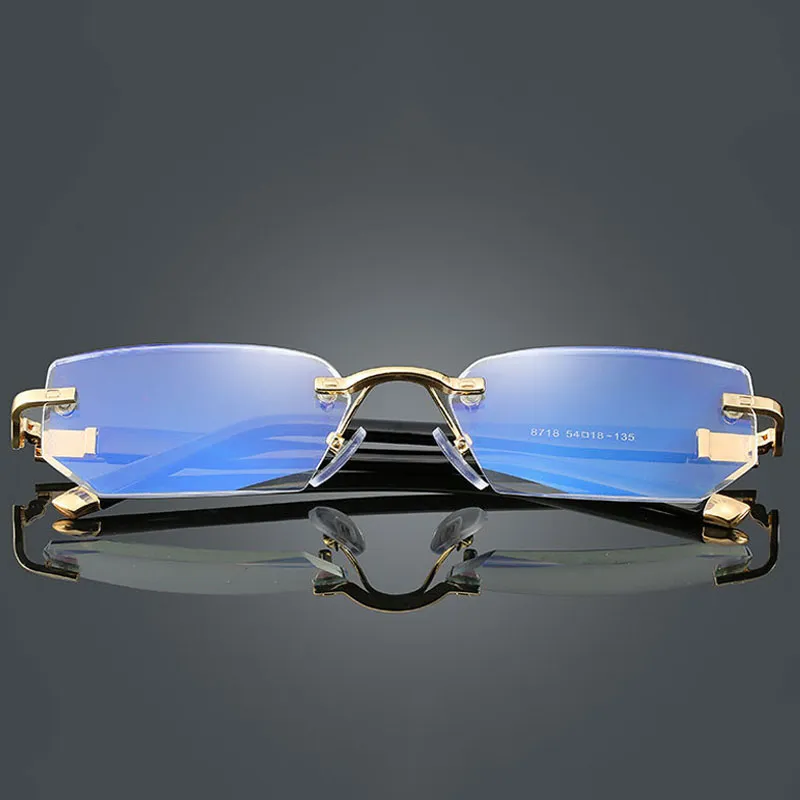 Anti-blauw licht Leesbrillen Verziend bril Helderglazen lens Unisex Randloze bril Brilmontuur Sterkte 1 0 - 251c