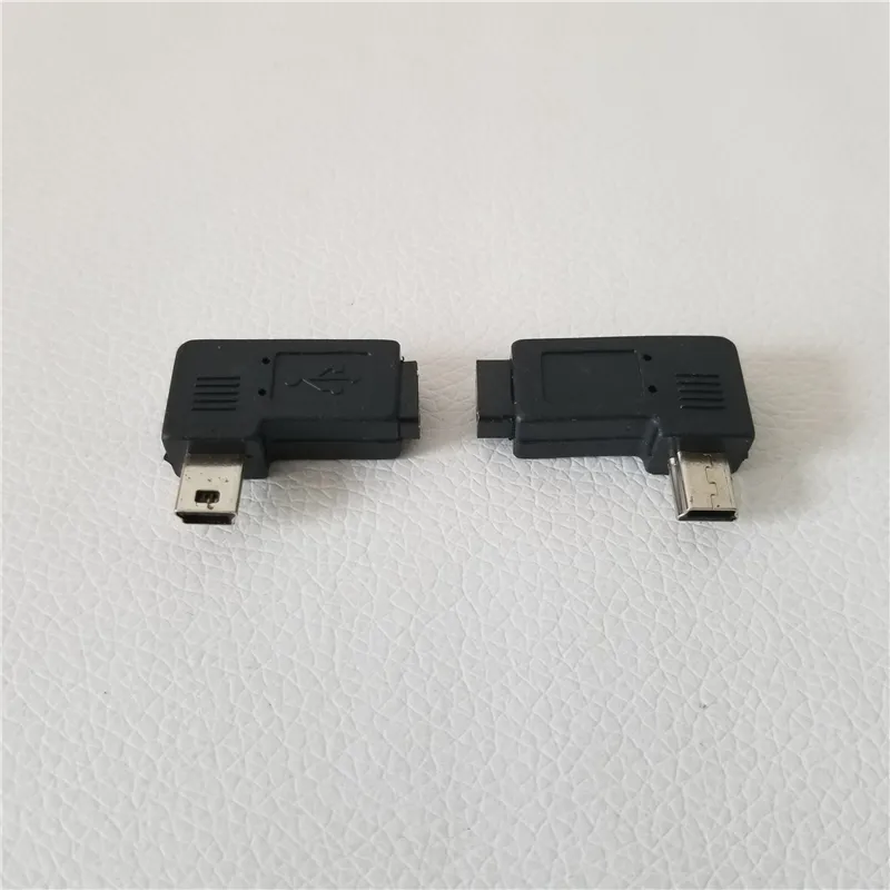 PCs 1Mini USB Male para Micro USB 5pin fêmea de 90 graus Adaptador de ângulo Esquerda Conversor Jack Black Black