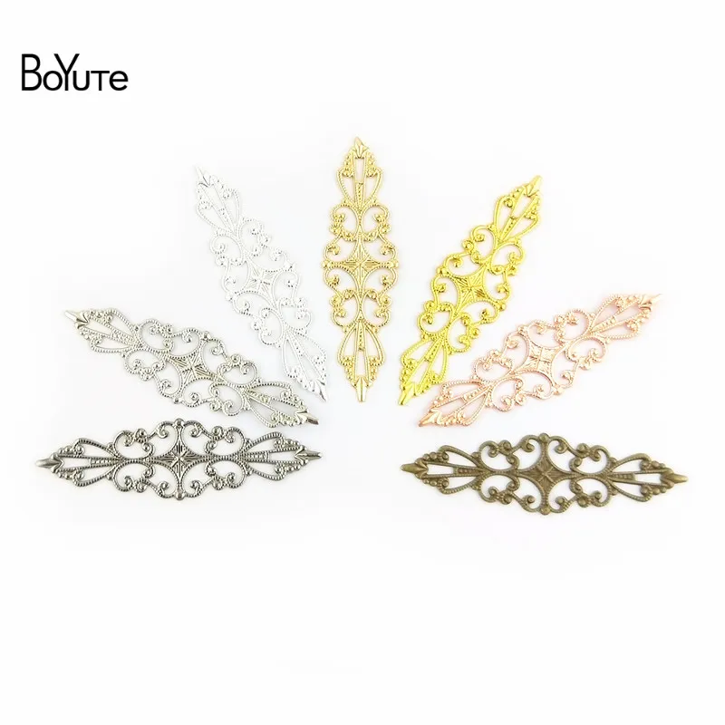 BoYuTe 15 57MM Metal Brass Stamping Filigree Flower Charm Hand Made DIY Charms for Jewelry Making227q
