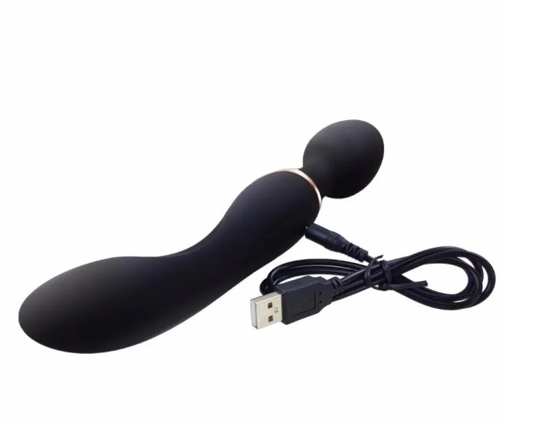 USB充電ダブルヘッドAVバイブレーターマジックワンドマサージャーセックスおもちゃ女性用Gスポットバイブレータークリトリス刺激マッサージマスターベーターカラー