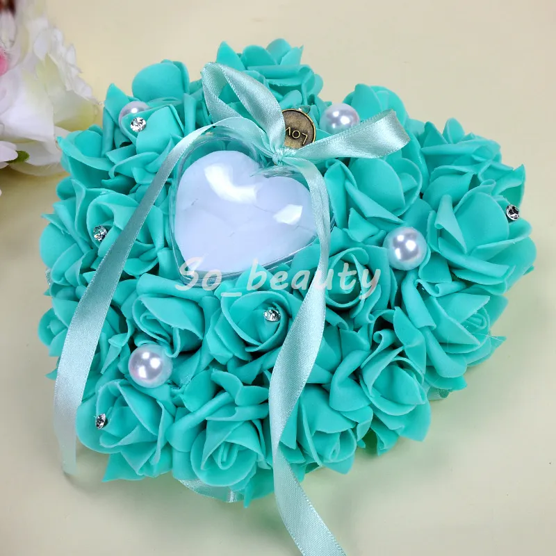 Bröllopsringkudde med hjärtlådan Floral hjärtform Kudde äktenskap Kreativa leverantörer Dekoration Hög kvalitet229w
