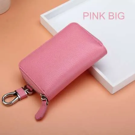 Zoress Genuine Leather Wallet Key Holder Car Keychain Covers 지퍼 키 케이스 백 여성 키 파우치 가정부 키 5 색상 2 크기 238Q