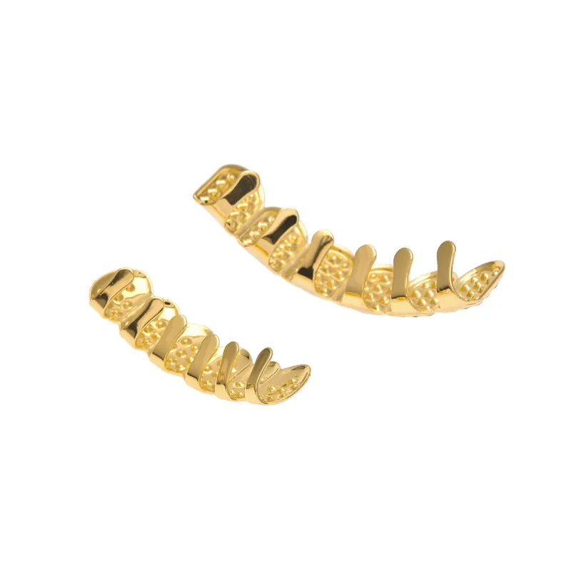 Accessori per feste cosplay hiphop CZ Crystal Bio Rame Oro Denti Grillz Caps Top & Bottom con ciondolo croce nera rossa_voghion.com