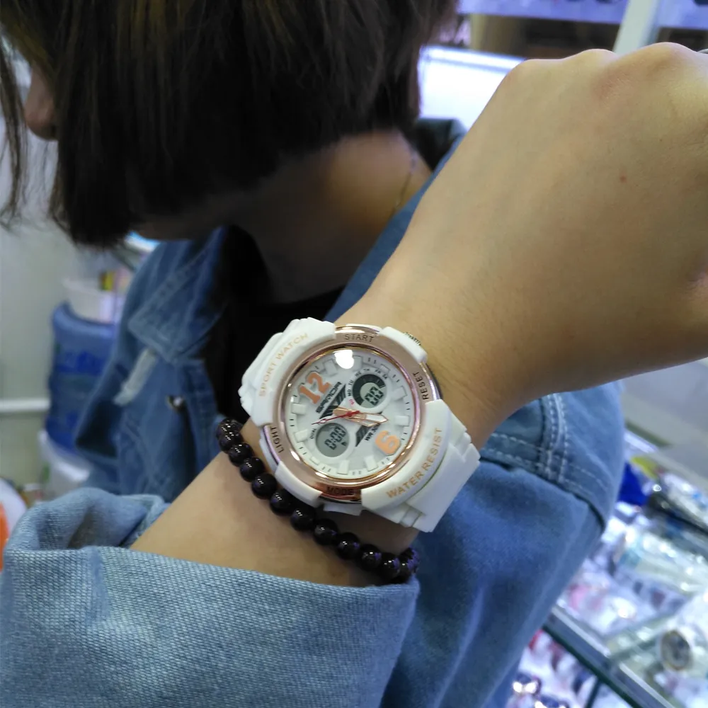 SANDA Marke Luxus Frauen Sport Uhr Damen Mode LED Digital armbanduhr Frauen Sport Uhr Montre Femme reloj mujer S915253F
