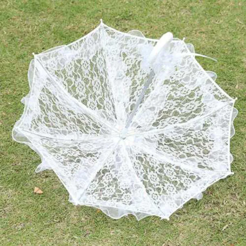 Brudspetsparaply Elegant Wedding Parasol Lace Craft Paraply 5680 cm för showfestdekoration Po Props Paraplyer 6652399