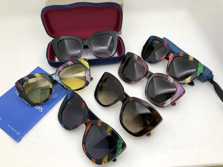 Luxury 0327s Exquusite Butterfly Style Sunglasses 52-20-140 Femme Gradient anti-UV400 LOGGLES CHOGGLES CHOGGLES FULLE SET