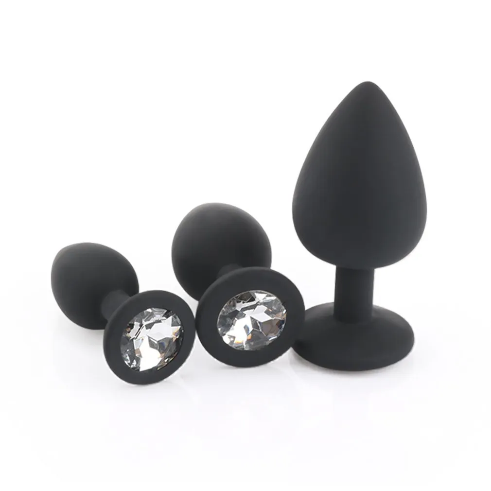 Set RunYu Smooth Touch Anal Butt Plug With Crystal Jewelry Silicone Anus No Vibrator Adults Sex Toys For Couples Woman Men Y11828535