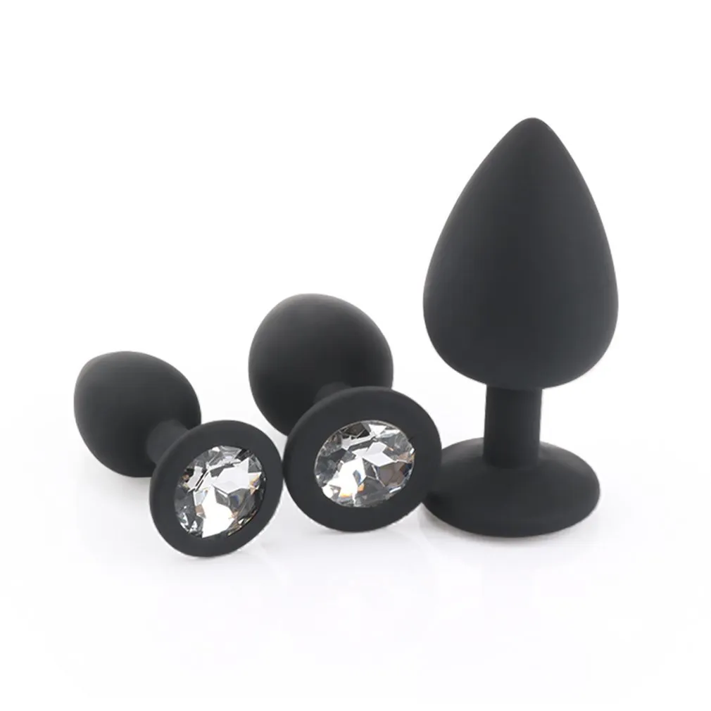 Set RunYu Toque Suave Anal Butt Plug Com Cristal Jóias Silicone Ânus Sem Vibrador Adultos Brinquedos Sexuais Para Casais Mulher Homens Y18631364